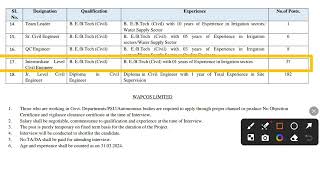 WAPCOS Ltd Civil Engineer Sr Electrical Engineer amp Other Recruitment 2024 [upl. by Odnomyar]