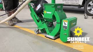 Shot Blaster removing painted lines in parking lot Sunbelt Rentals [upl. by Nyladnewg148]