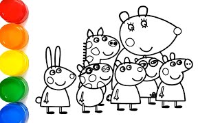 Peppa Pig with Molly Mole and Friends Drawing Easy Peppa pig drawing peppa pig coloring [upl. by Assirrec]