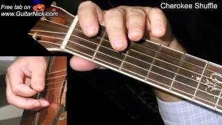 Cherokee Shuffle bluegrass guitar  TAB learn to play on acoustic guitar [upl. by Josh772]