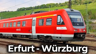 Mainfranken Thüringen Express  4K Führerstandsmitfahrt Erfurt  Würzburg  BR 612  RegioSwinger [upl. by Edveh]