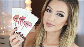 Kylie Lip Kit MALIBOO GINGER amp KRISTEN Swatches  Summer Shades  Jazzi Filipek [upl. by Furie]