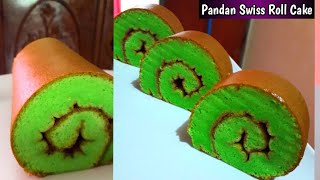 Bolu Gulung Pandan Lembut  Pandan Swiss Roll Cake [upl. by Yentirb]