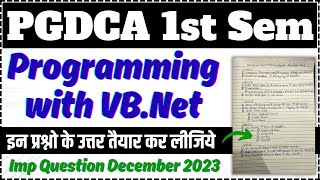 📚VBNet PGDCA 1st Sem Most Imp Question For Exam December 2023 dca pgdca mcu [upl. by Hobard]