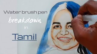 Water Brush Pen Painting  Kalpana Chawla Drawing  Easy water color painting  Water Color Portrait [upl. by Ayr]