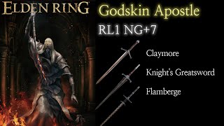 Godskin Apostle vs Claymore  Knights Greatsword  Flamberge RL1 NG7 [upl. by Hpeseoj]