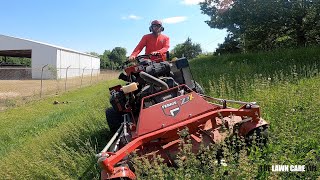 Mowing Our Worst Overgrown Lawn in Mowssouri  Steep Hills Lots of Trimming and Tall Grass [upl. by Ehman412]