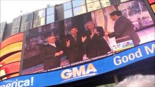 ADAM LAMBERT BRIAN MAY amp ROGER TAYLOR on GMA SuperSign in Times Square Announcing Tour 362014 [upl. by Davita]