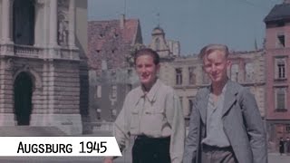 Augsburg in 1945  American troops in the city center in color and HD [upl. by Aenaj]