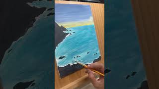 Beachscape acrylic painting youtubeshorts trending viralvideo art beach music [upl. by Erminie]