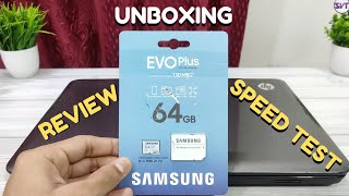 Samsung Evo Plus 64GB SD Card  Unboxing Review amp Speed Test  only 579 in AmazonFlipkart Sale [upl. by Nnylatsirk514]