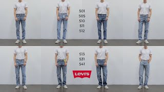 8 Levis Jeans Fits Compared Slim Skinny Tapered Athletic amp Loose [upl. by Eded]