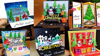 6 DIY Pop up Christmas cards Handmade Christmas Greeting cards How to make Santa Greeting Card [upl. by Quintus]