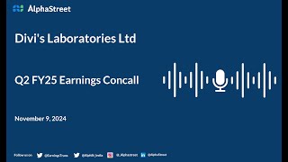 Divis Laboratories Ltd Q2 FY202425 Earnings Conference Call [upl. by Johansen485]