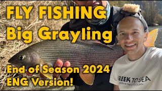 Fly Fishing Big Grayling End of Season 2024 trout and grayling in river on nymph dry and streamer [upl. by Ahsenauj]