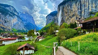 Lauterbrunnen Switzerland 4K  heavenly beautiful village in Switzerland  paradise on Earth [upl. by Urbai139]