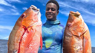 Epic Oil Rig Spearfishing for Massive Snapper and Grouper [upl. by Sadler]