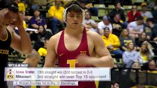 NCAA wrestling  heavyweight  Sam SchuylerIowa State vs Zach ElamMissouri [upl. by Burman]