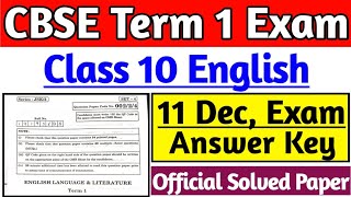 Class 10 English 00224 Answer Key Cbse Term 1 Exam English 10th Class Question Paper Answer Key [upl. by Adlihtam355]