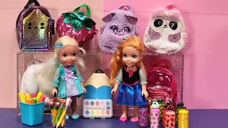 Back to school shopping  Elsa amp Anna toddlers  Barbie dolls  backpack  lunch bag supplies [upl. by Ira654]