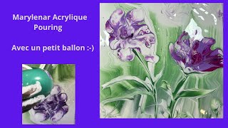 Acrylique pouring Ballon paille et couteau pour deux jolies fleurs acrylicpouring pouring [upl. by Nayek]