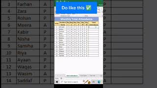 How to make Attendance Sheet in Ms Excel exceltips excelshortcuts [upl. by Macguiness]