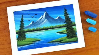 Easy Oil Pastel Nature Scenery painting for beginners  Oil Pastel Drawing [upl. by Marketa]