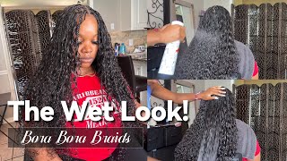 🔥The Wet Look Bora Bora Braids ft Ywigs Wet N Wavy Human Hair [upl. by Kcirdehs]