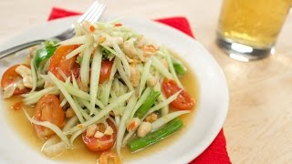 Green Papaya Salad Recipe Som Tum ส้มตำไทย  Hot Thai Kitchen [upl. by Oidiple402]