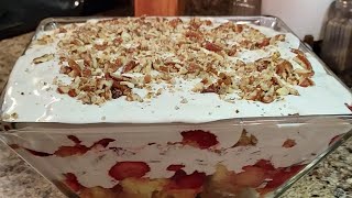 How I make a Layered Strawberry Punch Bowl Cake Cooking With Linda Jane [upl. by Marcelle]