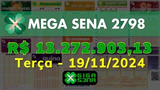 Mega Sena 2798 Terça 19112024  GIGASENA [upl. by Craw]