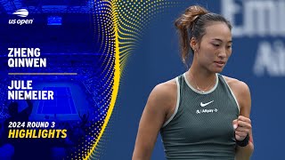 Zheng Qinwen vs Jule Niemeier Highlights  2024 US Open Round 3 [upl. by Elaynad]