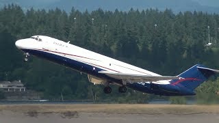 USA Jet Airlines DC930 N327US Takeoff Portland Airport PDX [upl. by Carlisle449]