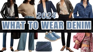 What To Wear Denim Styles For Spring 2024  Denim Jeans Jackets Handbags and Shoe Trends [upl. by Esiocnarf636]