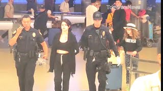 US Customs Agents Call the LAX airport police woman passenger arrested on a bench warrant  NCIC [upl. by Oicneconi]