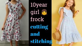 10 Year girls frock cutting and stitching frock designs for girlsfrock ki cutting frill frock [upl. by Gingras]