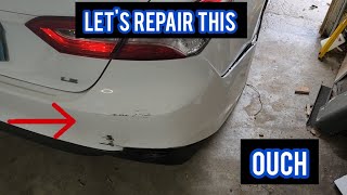 How to repair damage on a plastic bumper part 1 [upl. by Eitten]