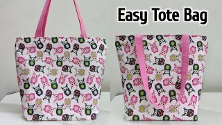 ZIPPERED TOTE BAG TUTORIAL  Simple Tote Bag with Lining  Shopping bag cutting and stitching  Bags [upl. by Azriel]