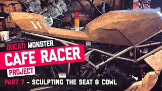 Ducati Monster Cafe Racer Part 7  Sculpting the seat and cowl shape from clay [upl. by Adyeren]