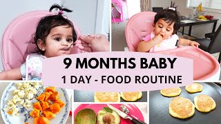 9 MONTHS BABY  1 DAY  FOOD ROUTINE   BREAKFAST LUNCH DINNER babyfood [upl. by Ellehcen]