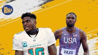 Battle Of Speed Tyreek Hill Vs Noah Lyles  Who Takes The Crown In A 100m Sprint [upl. by Enerol956]