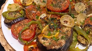 Recette de poisson mariné 🐟 au four et légumes grillés 🍆تونة في الفرن بالخظار [upl. by Ahso734]