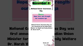 National cancer awareness day Nov 7 [upl. by Marnia]