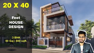 20x40 House Design 3D  90 Gaj  800 sqft  2040 house design  6X12 Meter  DV Studio [upl. by Myrna]