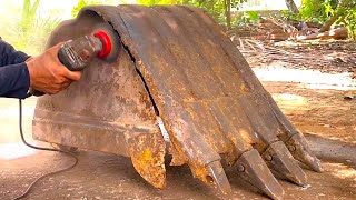 Extremely Skillful Workmanship Of The Welder  How To Make Excavator Bucket [upl. by Aerdnuahs]