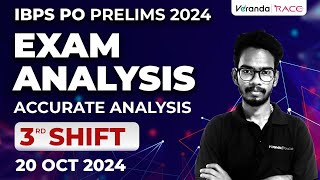 IBPS PO PRELIMS 2024  20 OCTOBER SHIFT 3 EXAM ANALYSIS  VERANDA RACE BANK [upl. by Lough188]