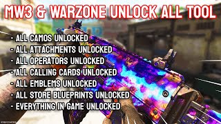 1 MW3 amp WARZONE UNLOCK ALL TOOL  ALL CAMOS  ALL ATTACHMENTS  ALL OPERATORS  ALL CALLING CARDS [upl. by Carlynne]