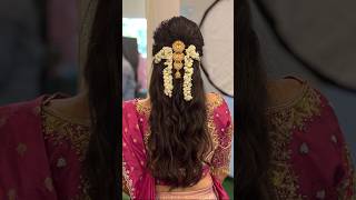 Gajra hairstyle new trend openhairstyle southindian hairstyle bts shorts flowers messy bride [upl. by Kazimir]