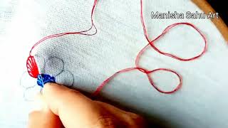 simple flower embroidery design youtube [upl. by Tteragram650]