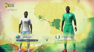 2014 FIFA World Cup Brazil CAF Kits amp Ratings Full HD Gameplay [upl. by Luwana]